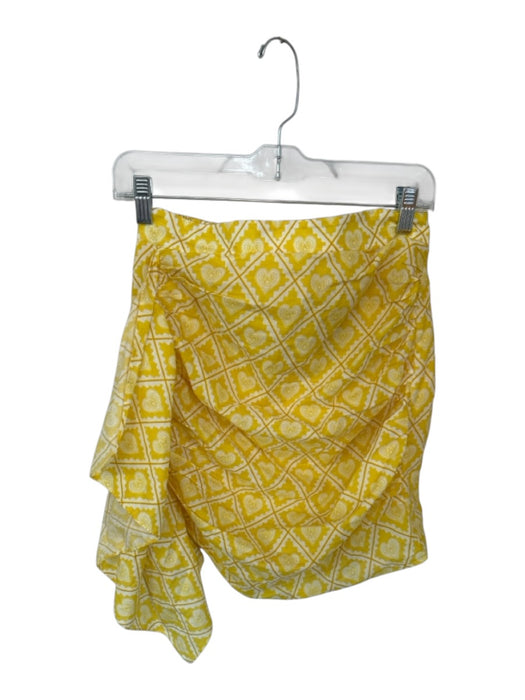 Rhode Size S Yellow & White Cotton Elastic Waist Hearts Ruffles Skirt Yellow & White / S