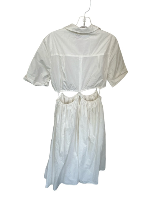 Emory Park Size M Ivory Cotton Short Sleeve Waist Cutouts Collar Dress Ivory / M