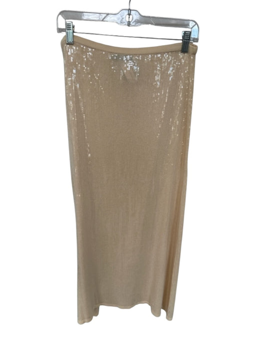 Zara Size L Pale Yellow Sequin Elastic Waist Midi Skirt Pale Yellow / L