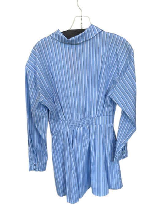 Steve Madden Size M Blue & White Polyester & Cotton Long Sleeve Pinstripe Dress Blue & White / M