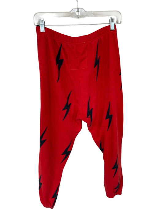 Aviator Nation Size XL Red & Black Cotton Elastic Waist Lightning Bolt Pants Red & Black / XL