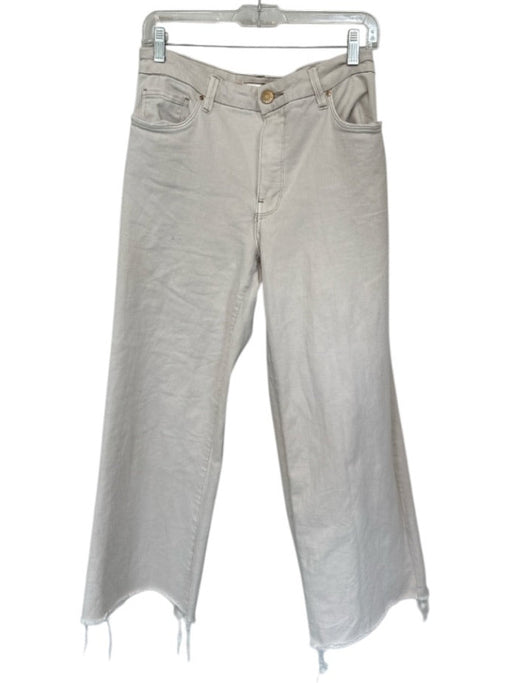 Kut From The Kloth Size 6 Tan Cotton Blend High Waist Wide Leg Raw Hem Jeans Tan / 6