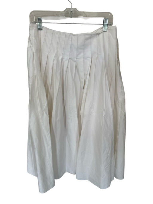 Zara Size L White Cotton Pleated Side Zip Maxi Skirt White / L