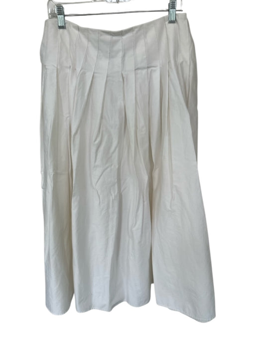 Zara Size L White Cotton Pleated Side Zip Maxi Skirt White / L