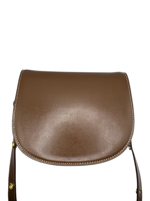 Tiffany & Fred Brown & Gold Leather Horsebit Front Flap Crossbody Saddle Bag Bag Brown & Gold / S