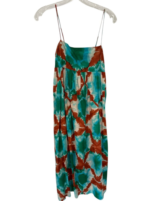 Rails Size S Green & Brown Cotton Spaghetti Strap Tie Dye Side Zip Maxi Dress Green & Brown / S