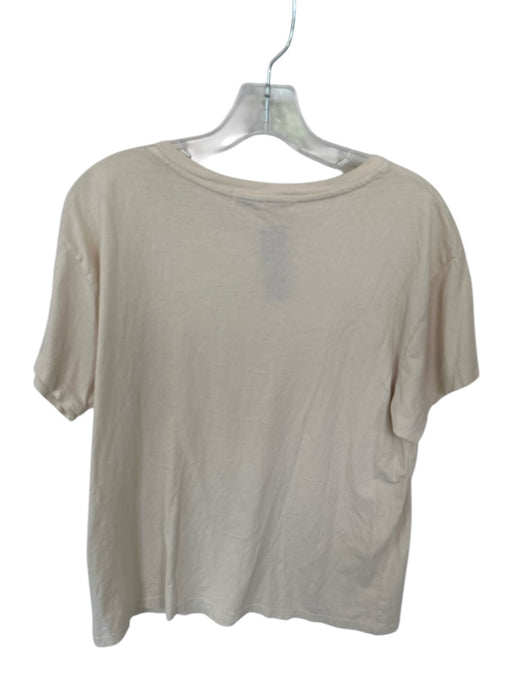 LetLuv Size L Tan & blue Cotton Short Sleeve band T Top Tan & blue / L