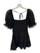 Lucy Paris Size S Black Cotton Blend Short Balloon Sleeve Lace Overlay Dress Black / S