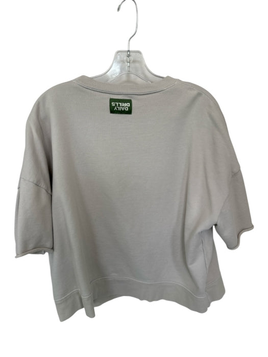 Daily Drills Size M/L Taupe Cotton Short Sleeve Crew Neck Athletic Sweatshirt Taupe / M/L