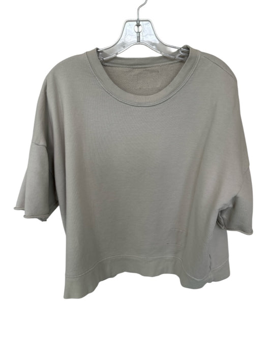 Daily Drills Size M/L Taupe Cotton Short Sleeve Crew Neck Athletic Sweatshirt Taupe / M/L