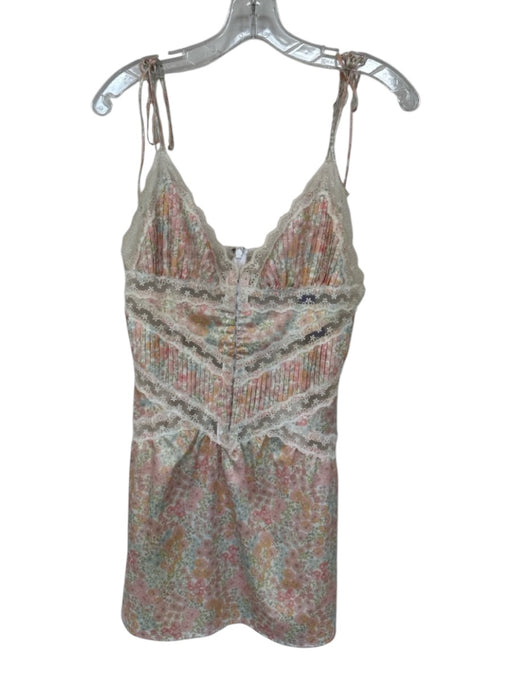 For Love & Lemons Size L Pink & Green Polyester Blend Spaghetti Strap Dress Pink & Green / L