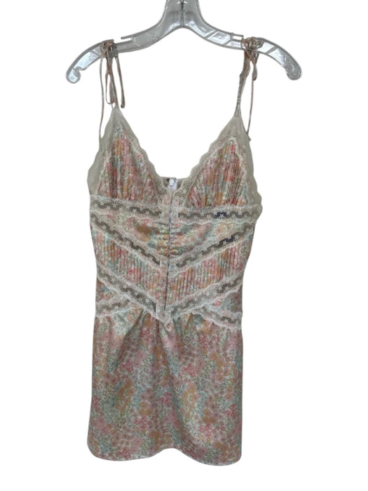 For Love & Lemons Size L Pink & Green Polyester Blend Spaghetti Strap Dress Pink & Green / L