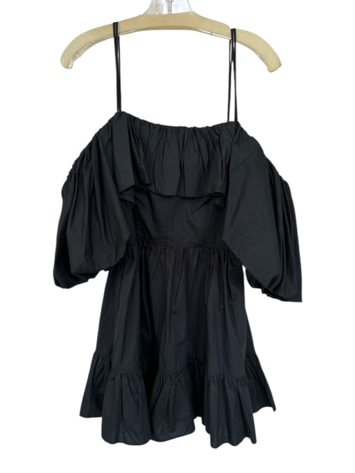 Ulla Johnson Size 8 Black Cotton Off Shoulder Long Blazer Ruffles boning Dress Black / 8