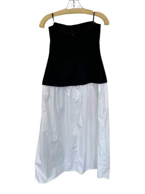 Zara Size M Black & White Cotton Blend Strapless Back Zip Maxi Dress Black & White / M