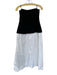 Zara Size M Black & White Cotton Blend Strapless Back Zip Maxi Dress Black & White / M