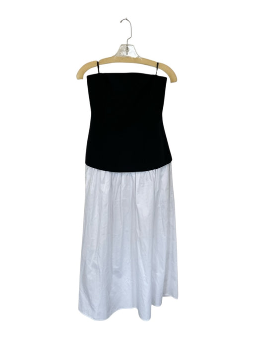 Zara Size M Black & White Cotton Blend Strapless Back Zip Maxi Dress Black & White / M