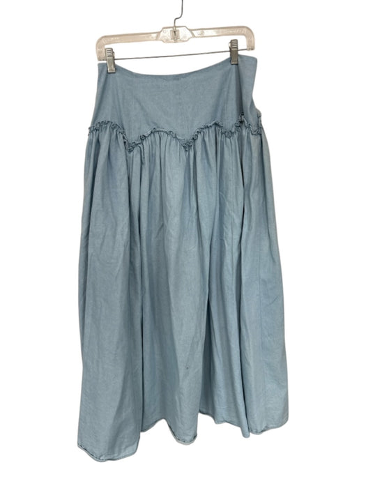 Mare Mare Size M Light Blue Cotton Side Zip Ruffles Maxi Skirt Light Blue / M