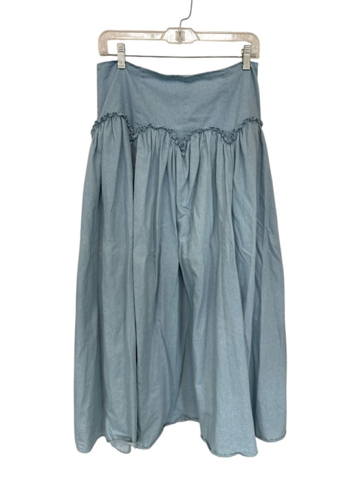 Mare Mare Size M Light Blue Cotton Side Zip Ruffles Maxi Skirt Light Blue / M