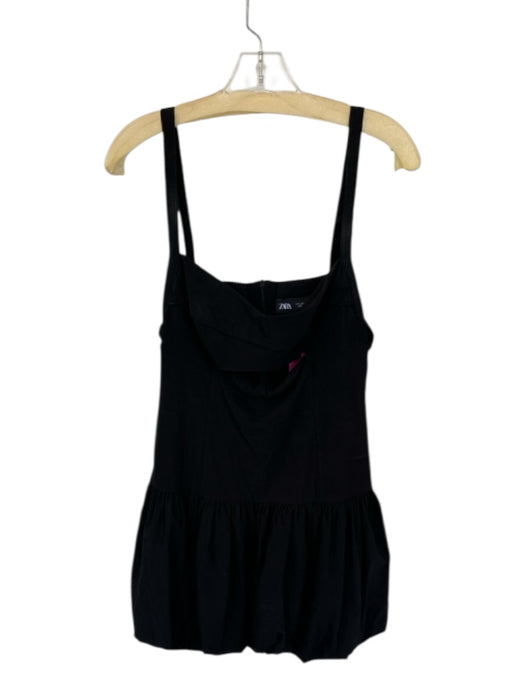 Zara Size L Black Viscose Sleeveless Keyhole Front Bubble Hem Dress Black / L