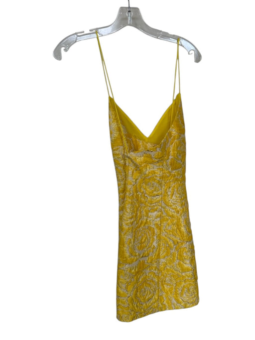Alice & Olivia Size 8 Yellow & Gold Polyester Spaghetti Strap Jaquard Dress Yellow & Gold / 8