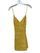 Alice & Olivia Size 8 Yellow & Gold Polyester Spaghetti Strap Jaquard Dress Yellow & Gold / 8