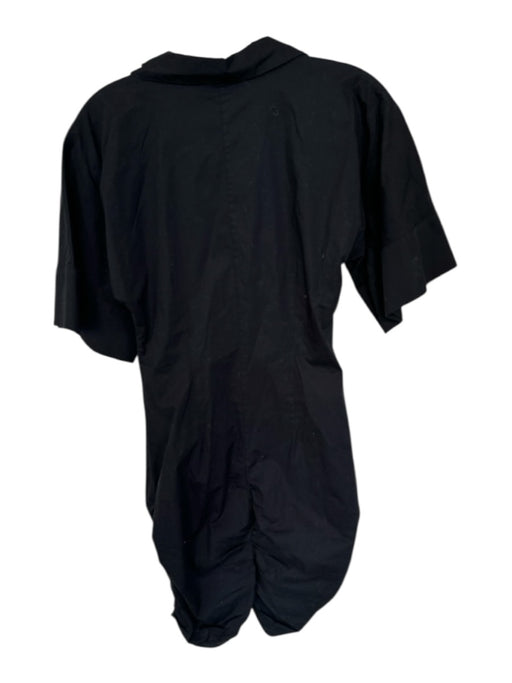 L'Academie Size M Black Cotton 3/4 Sleeve Button Down Gathered Front Dress Black / M