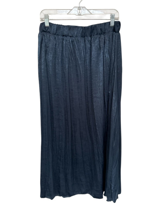 Zara Size L Navy Polyester Elastic Waist Pleated Maxi Skirt Navy / L