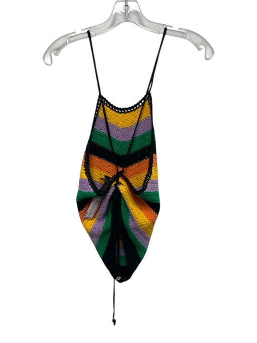 Maje Size 1 Purple, Green, Yellow, Orange Knit Open Back Quail Bird Stripe Top Purple, Green, Yellow, Orange / 1
