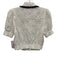 Alice + Olivia Size S White & Black Polyester Sheer Embroidered Half Sleeve Top White & Black / S