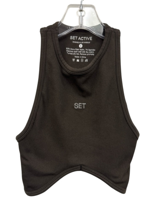 Set Active Size S Chocolate Brown Nylon Cropped Bra & Legging set Pants Set Chocolate Brown / S