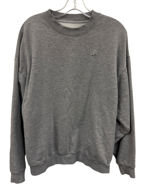 Alo Size S/M Light Gray Cotton Drawstring Crew Neck Sweat Pant Pants Set Light Gray / S/M