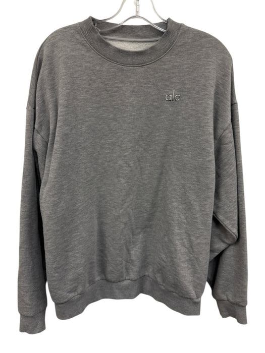 Alo Size S/M Light Gray Cotton Drawstring Crew Neck Sweat Pant Pants Set Light Gray / S/M