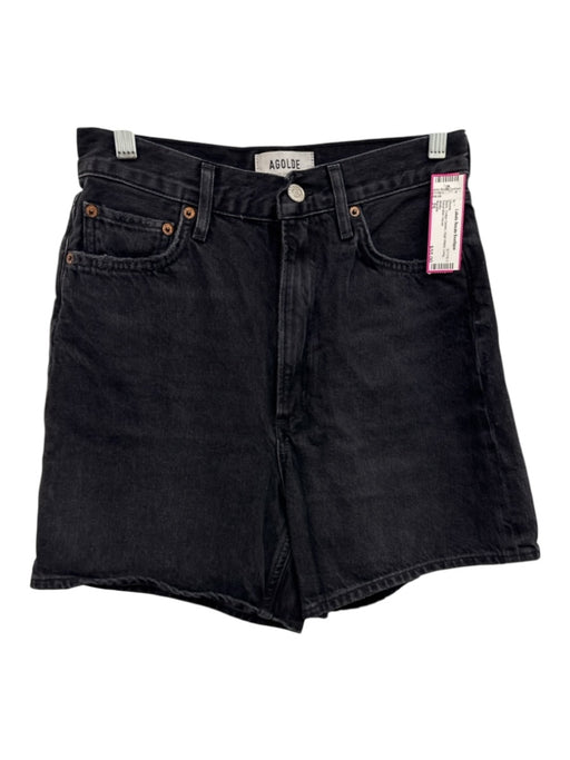 Agolde Size 25 Black Cotton Denim High Waist Long Shorts Black / 25
