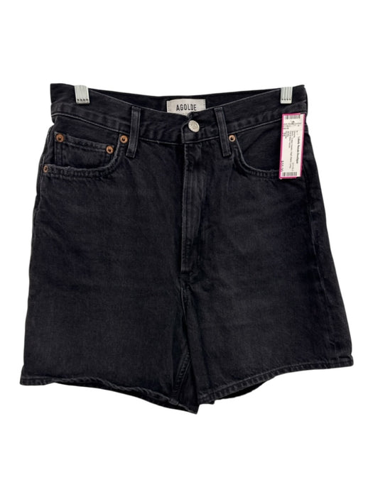 Agolde Size 25 Black Cotton Denim High Waist Long Shorts Black / 25