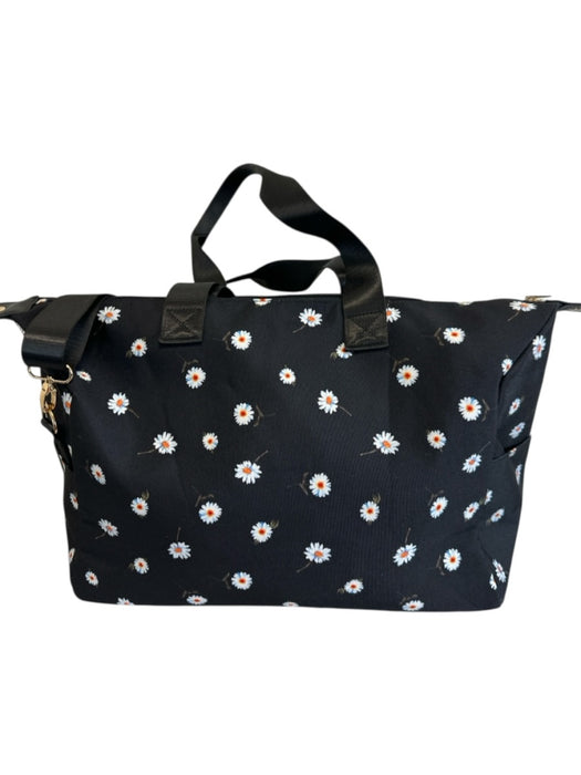 Alice + Olivia Black, White, Orange Canvas Flowers Duffle Bag Black, White, Orange / M/L