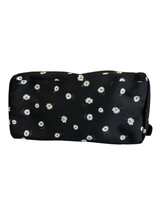 Alice + Olivia Black, White, Orange Canvas Flowers Duffle Bag Black, White, Orange / M/L