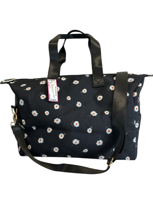 Alice + Olivia Black, White, Orange Canvas Flowers Duffle Bag Black, White, Orange / M/L