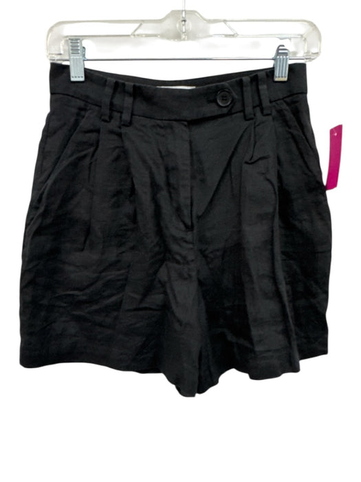 & Other Stories Size 34 Black Linen Pocket High Waist Shorts Black / 34