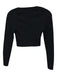 Alice + Olivia Size S/P Black Viscose Ribbed Criss Cross Cropped Long Sleeve Top Black / S/P
