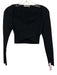 Alice + Olivia Size S/P Black Viscose Ribbed Criss Cross Cropped Long Sleeve Top Black / S/P