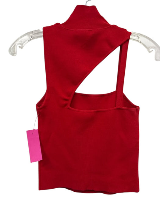 Alice + Olivia Size XS Red Viscose Cut Out Mock Neck Sleeveless Cropped Top Red / XS