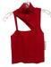 Alice + Olivia Size XS Red Viscose Cut Out Mock Neck Sleeveless Cropped Top Red / XS