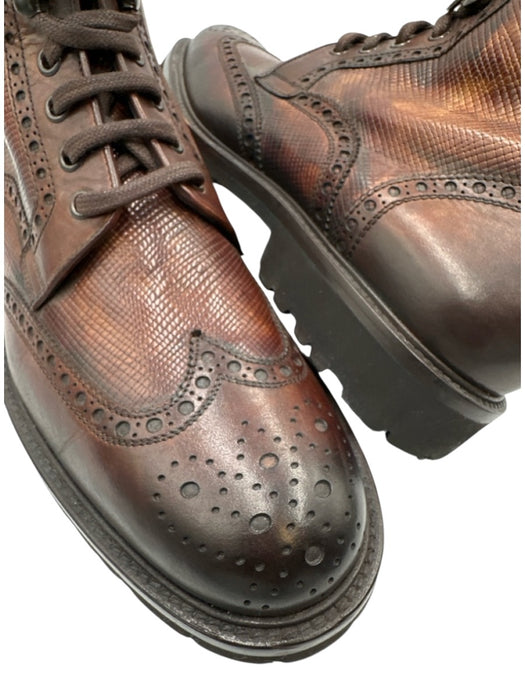 Magnanni Shoe Size 8 Dark Brown Leather Broguing Dress Men's Shoes Dark Brown / 8