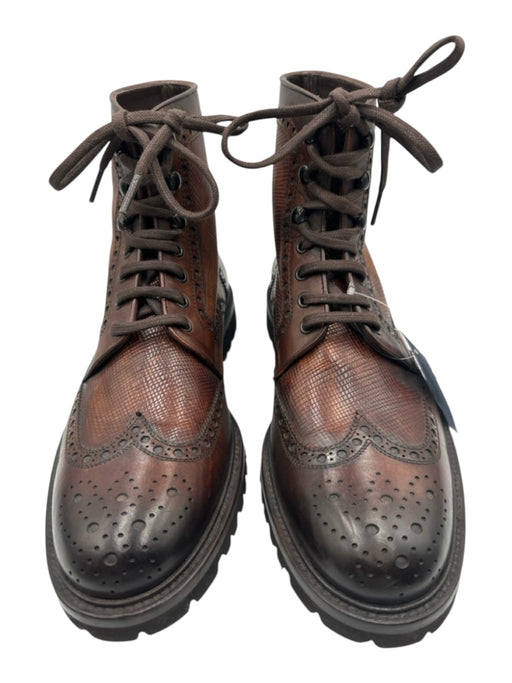 Magnanni Shoe Size 8 Dark Brown Leather Broguing Dress Men's Shoes Dark Brown / 8