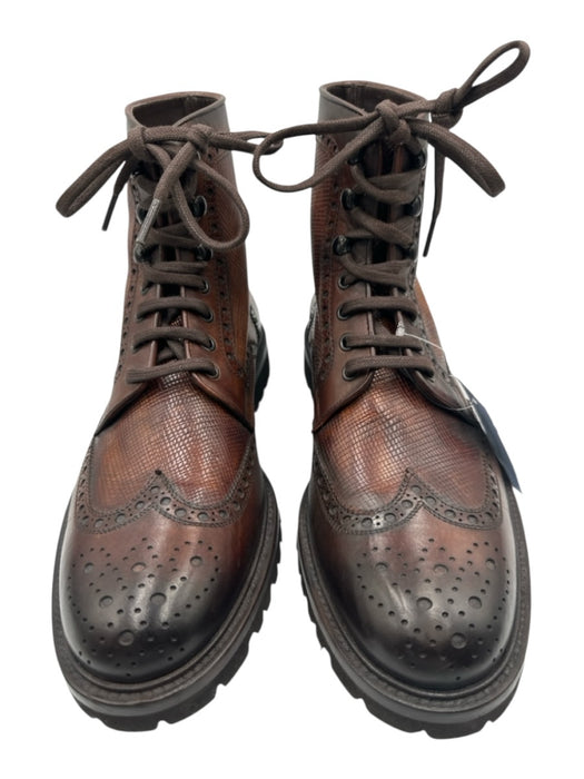 Magnanni Shoe Size 8 Dark Brown Leather Broguing Dress Men's Shoes Dark Brown / 8