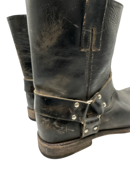 Frye Shoe Size 8 Black Leather Distressed Harness Boot Men's Shoes Black / 8