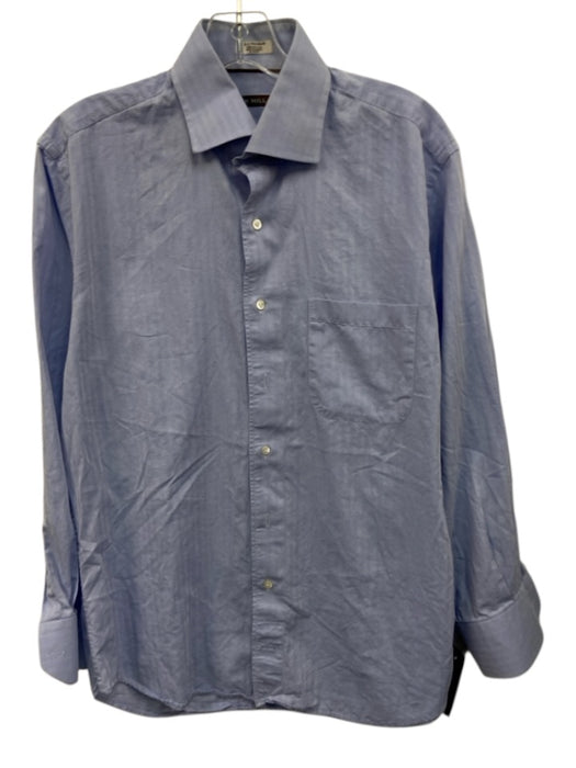 Peter Millar Size 15.5 Blue Cotton Solid Button Up Men's Long Sleeve Shirt Blue / 15.5