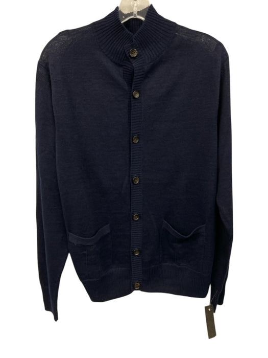 Peter Millar Size S Navy Blue Linen Solid Button Up Men's Sweater Navy Blue / S
