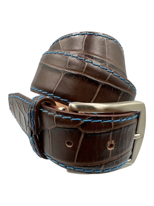 Roger Ximenez Brown Leather Embossed Men's Belt Brown