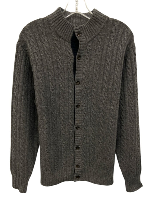 Peter Millar Size S Dark Gray Wool Blend Cable Knit Button up Men's Sweater Dark Gray / S
